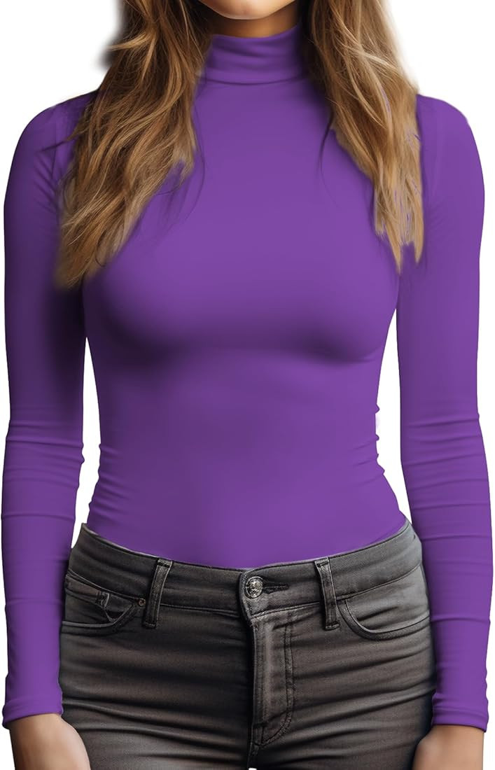 Womens Mock Turtleneck Under Tops(Purple,L) at Amazon Women’s Clothing store | Amazon (US)