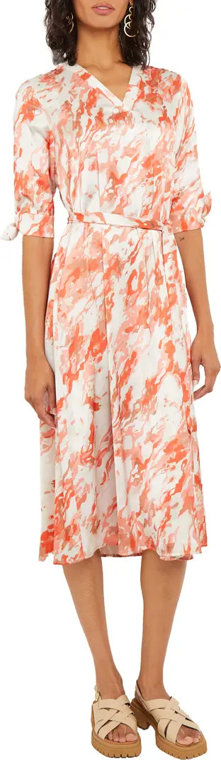 Misook Belted Crêpe de Chine Midi Dress | Nordstrom | Nordstrom