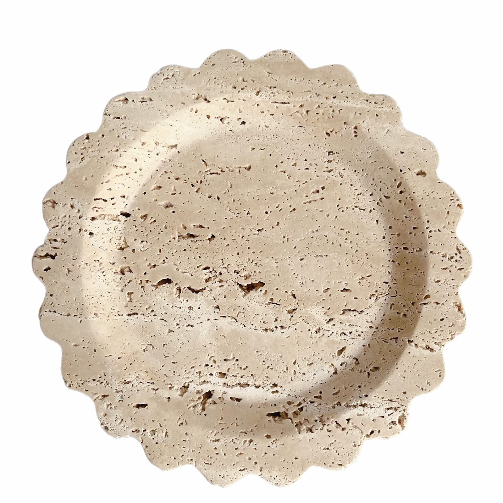 Amazon.com: SAIDKOCC Travertine Marble Tray Round Scalloped Tray Small Serving Platter for Counte... | Amazon (US)