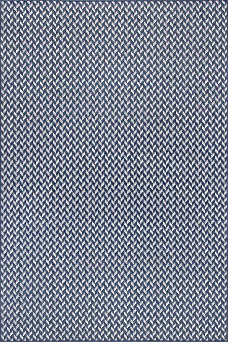 Navy Herringbone Indoor/Outdoor 6' 7" x 9' Area Rug | Rugs USA