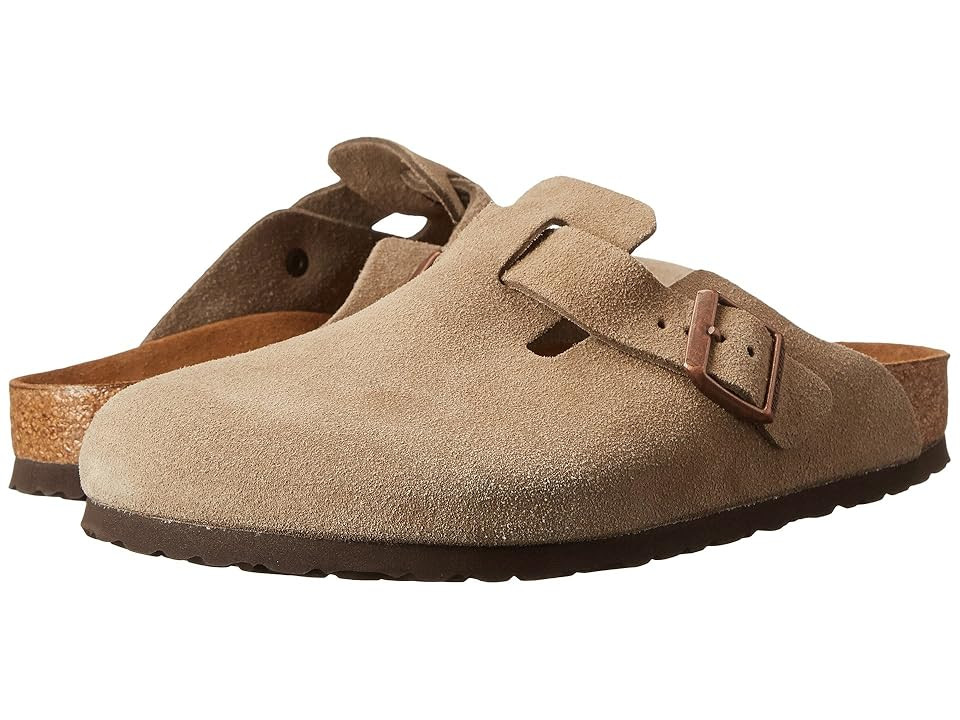 Birkenstock Boston Soft Footbed - Suede (Unisex) Clog Shoes Taupe Suede : EU 41 (US Men's 8-8.5 - Women's 10-10.5) Narrow, Leather/Suede | Zappos