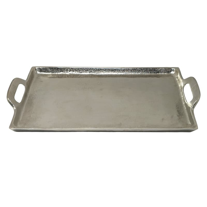 Silver Rectangle Cast Aluminum Tray, 20x11.5 | At Home