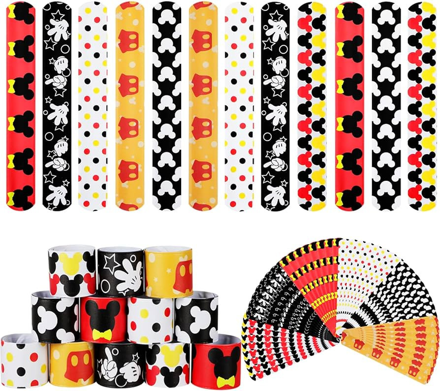 Mouse Party Favors Set 48 PCS Cute Cartoon Mouse Themed Party Slap Bracelets Wristband Kids Adult... | Amazon (US)