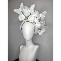 Kentucky Derby Hat Fascinator Clear White Ab Iridescent Rhinestone Crystal Headband With Large Glitt | Etsy (US)