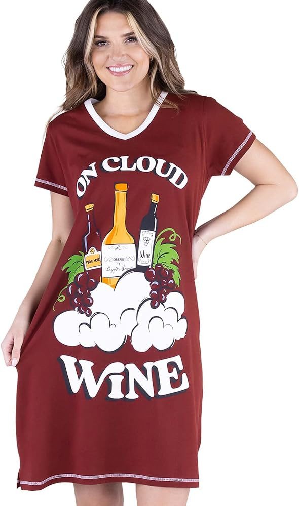 Lazy One Women's Novelty Nightshirt \u2013 Funny Cotton Nightgown, Cute V-neck Sleep Shirts, Wome... | Amazon (US)