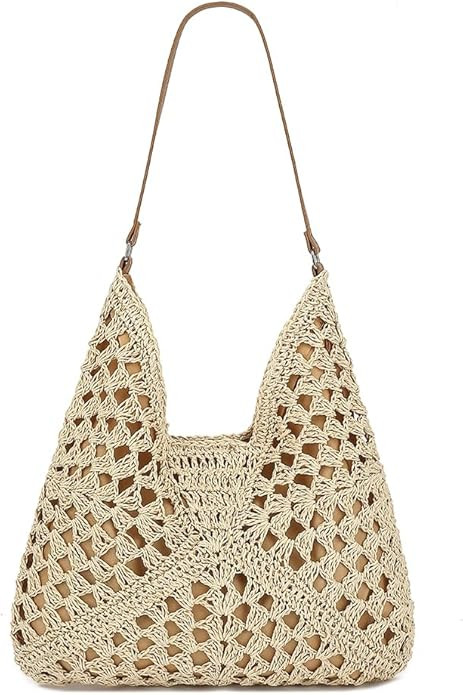 Straw Beach Tote Bag for Women Raffia Crochet Purse Large Summer Hobo Woven Shoulder Handbag for ... | Amazon (US)