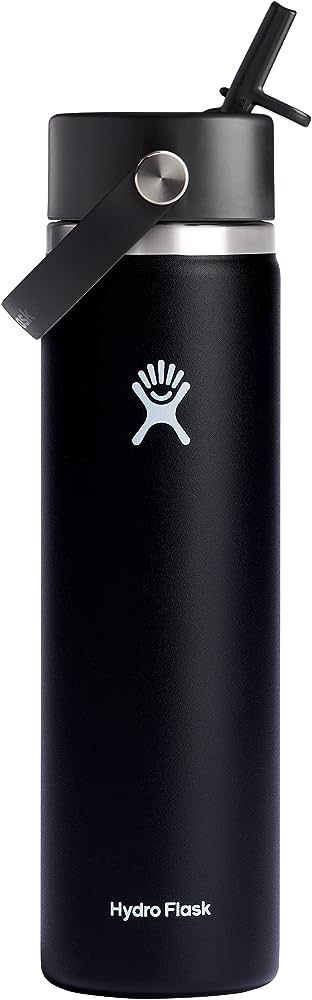 Hydro Flask Stainless Steel Wide Mouth Water Bottle with Flex Straw Lid and Double-Wall Vacuum In... | Amazon (US)