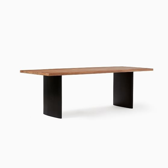Campbell Plinth 94"" Table, Natural , Antq Bronze | West Elm (US)
