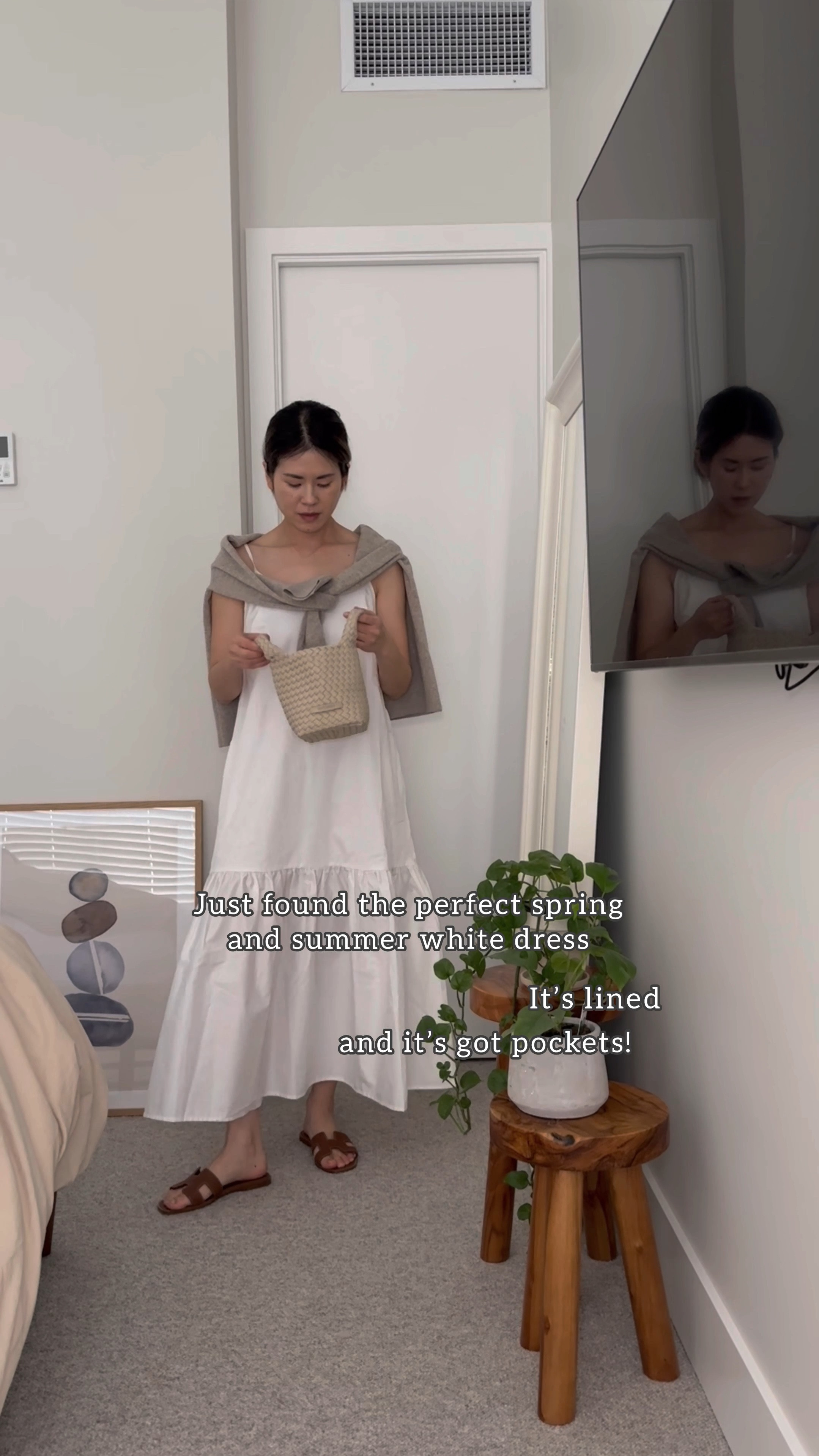 Cardi: old Everlane 
Dress: One Wednesday. Perfect white dress. It’s lined, got pockets and not see through! 
