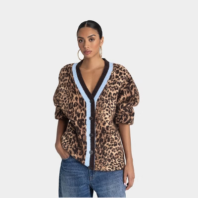 KBB by KAHLANA Women's 'The Slouchy Cardigan' - Tan Leopard M | Target
