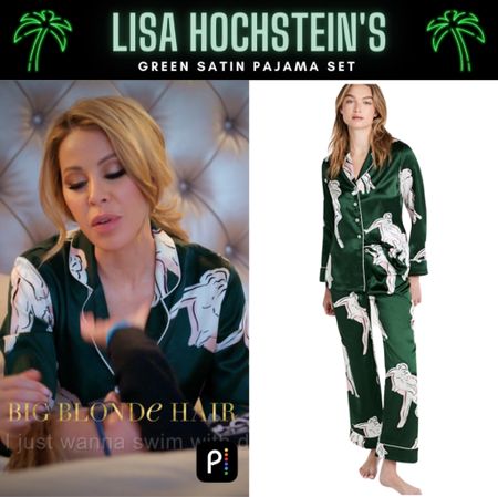Pajama Jam // Get Details On Lisa Hochstein’s Green Satin Pajama Set With The Link In Our Bio #RHOM #LisaHochstein 