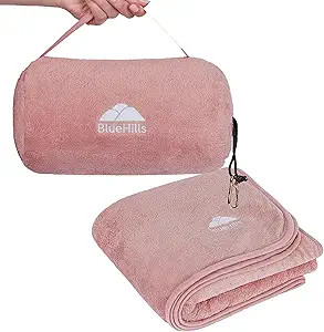 BlueHills Travel Blanket Pillow Rolled Premium Soft Plush Airplane Throw Traveling Gifts Compact ... | Amazon (US)