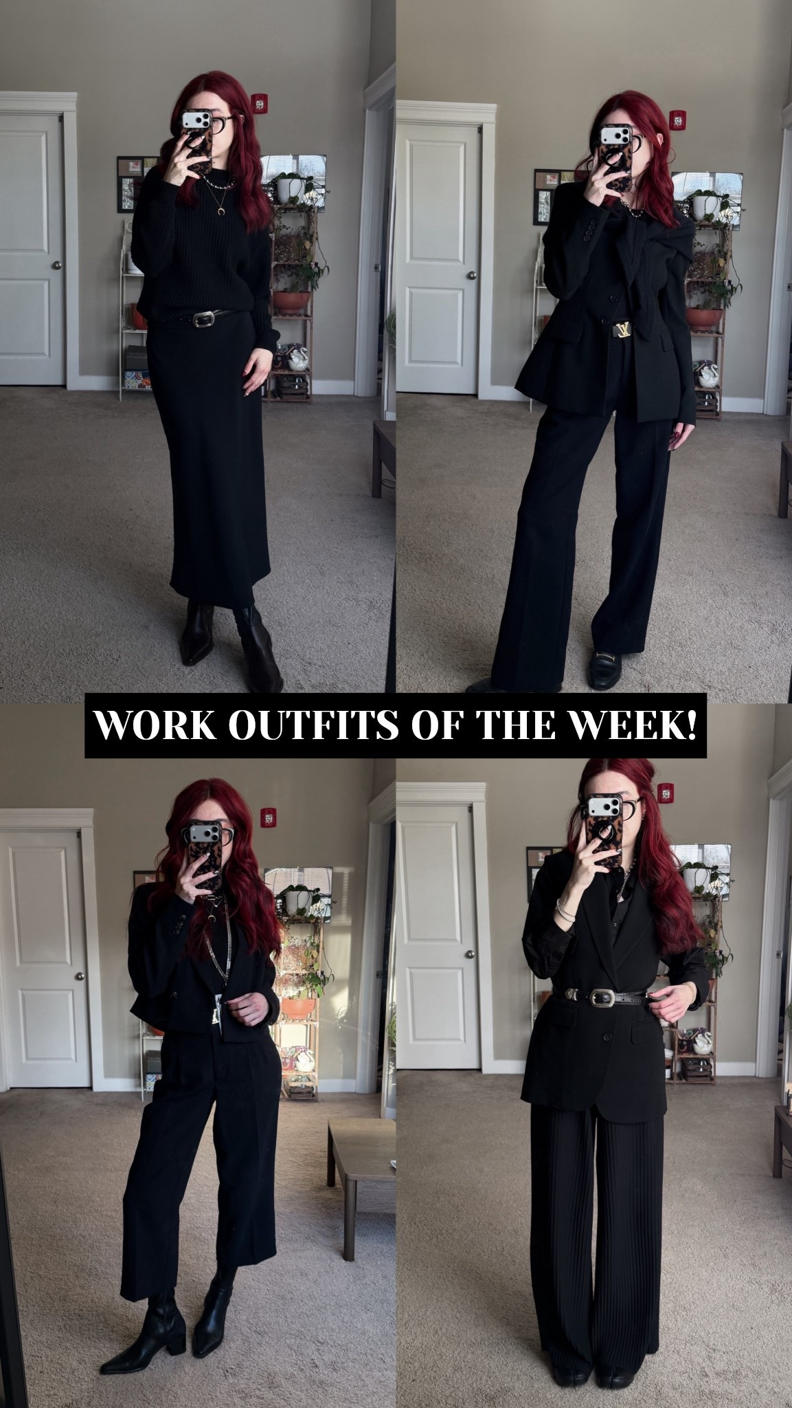 weekly work outfit roundup!!!

all black style, all black office outfit, work style, aritzia style, aritzia outfits, corporate goth, alternative style, corporate style, all black outfit inspo, winter work outfit

#LTKWorkwear #LTKootd #LTKSeasonal