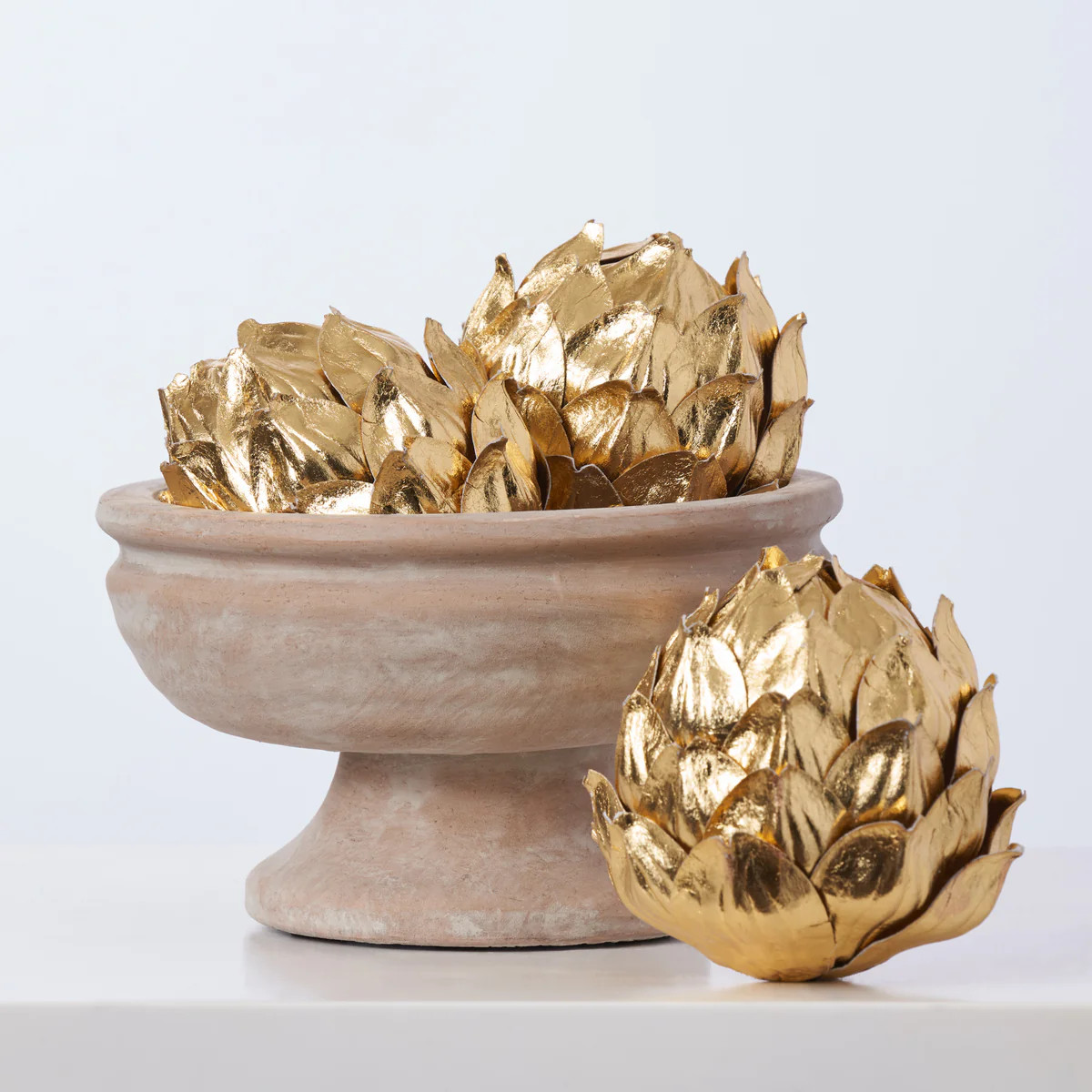 Metallic Gold Artichoke Décor Holiday Glam Bowl Filler Set of 3 | Darby Creek Trading