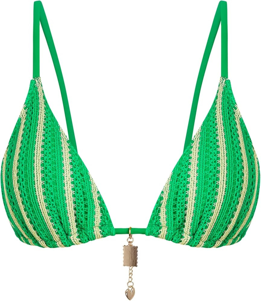 ZAFUL Crochet Bikini Tops for Women Bathing Swimsuit Push Up Tops Only | Amazon (US)