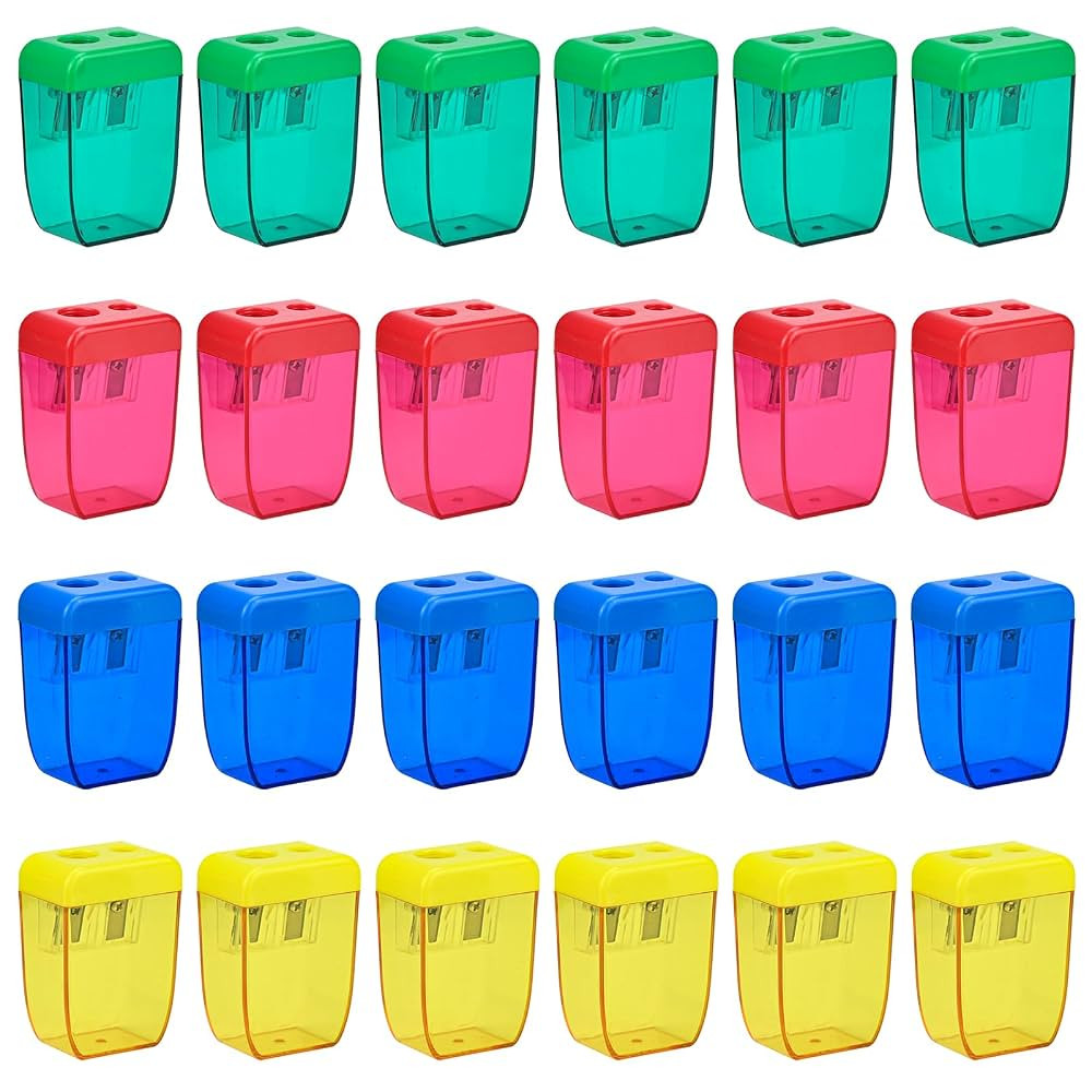 AUSTARK 24Pcs Pencil Sharpener Manual, Small Dual Hole Pencil Sharpeners Bulk for School Office H... | Amazon (US)