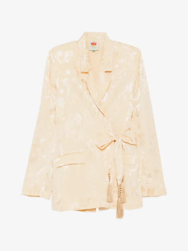 blazer ceintur\u00e9 \u00e0 franges | Farfetch Global