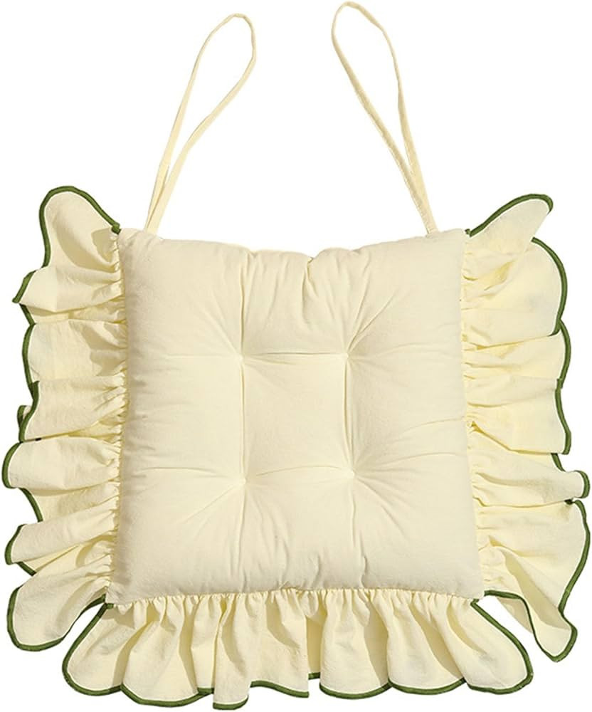 Cotton Ruffles Chair Cushion for Dining Chairs Soft Comfortable Chair Pads with Ties Farmhouse Co... | Amazon (US)
