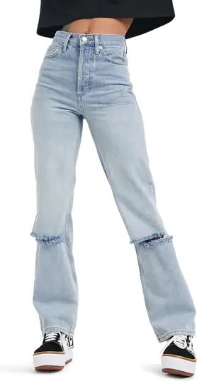 Topshop Ripped Straight Leg Dad Jeans | Nordstrom | Nordstrom
