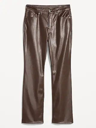 High-Waisted Faux-Leather Boot-Cut Ankle Pants for Women | Old Navy (CA)