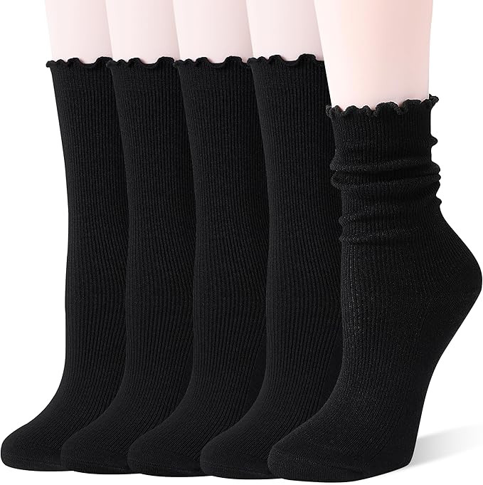 Thin Merino Wool Ruffle Boot Socks Warm Winter Cozy Frilly Soft Casual Breathable Socks for Women... | Amazon (US)