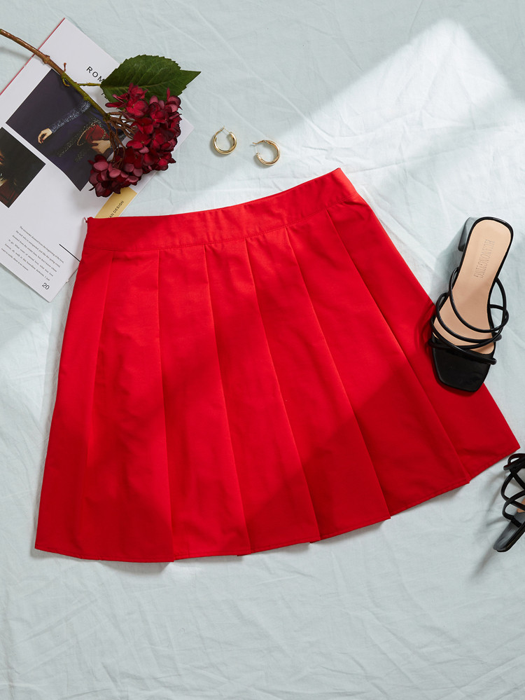 Solid Pleated Hem Skirt | SHEIN