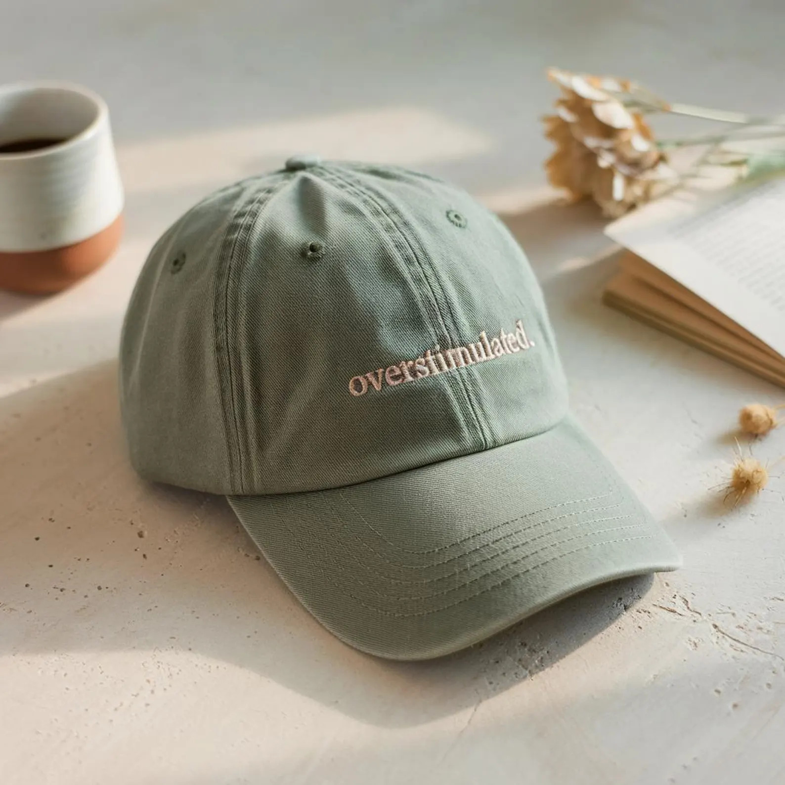 Embroidered Overstimulated Washed Hat, Custom Embroidered Hat, Embroiderd Overstimulated Cap, Ove... | Etsy (US)