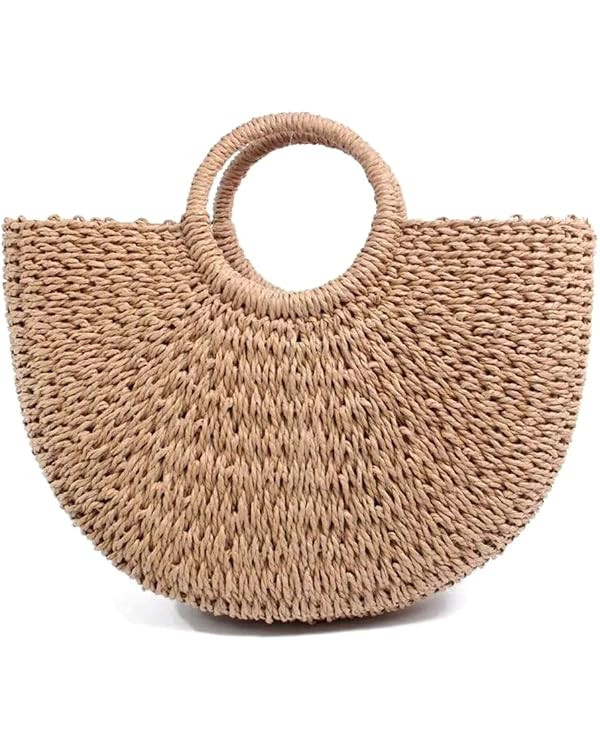 Straw Bag Womens Handbag Handwoven Large Straw Beach Tote Bag Vacation Summer Beach bag Straw Pur... | Amazon (US)