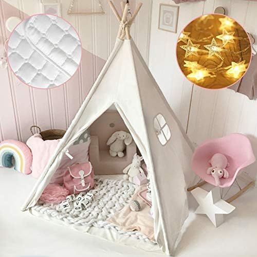 Tiny Land Kids Teepee Tent-Toys for 3,4,5,6 Year Old Girls-Kids Foldable Play Tent with Mat & Lig... | Amazon (US)