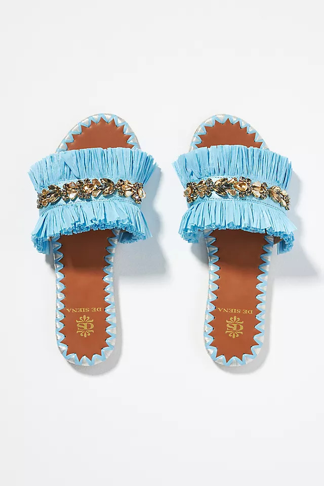 De Siena Embellished Raffia Slide Sandals | Anthropologie (US)