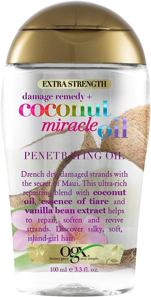OGX Extra Strength Damage Remedy + Coconut Miracle Oil Penetrating Hair Oil Treatment, Hydrating ... | Amazon (US)