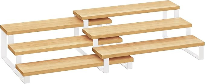 SONGMICS Display Risers, Set of 2 Engineered Wood Perfume Organizer Stand, 3-Tier Cupcake Stand H... | Amazon (US)