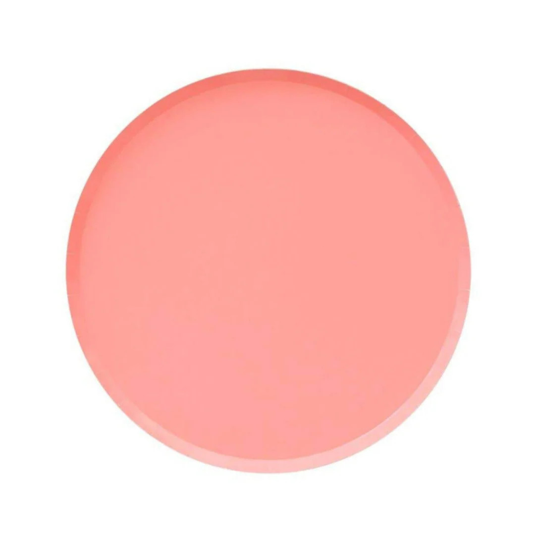 Neon Coral Large Paper Plates | Ellie and Piper