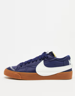 Nike Blazer Low '77 Jumbo sneakers in navy and brown | ASOS (Global)