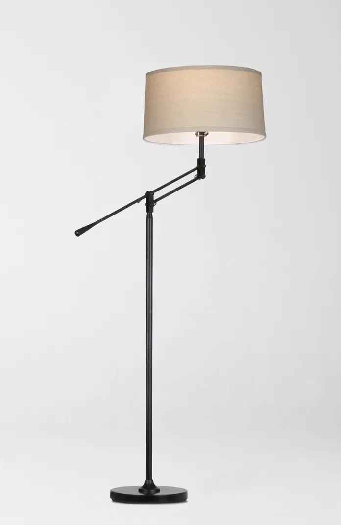 Ava 61' LED Mid-Century Modern Adjustable Floor Lamp with Fabric Drum Shade | Nordstrom