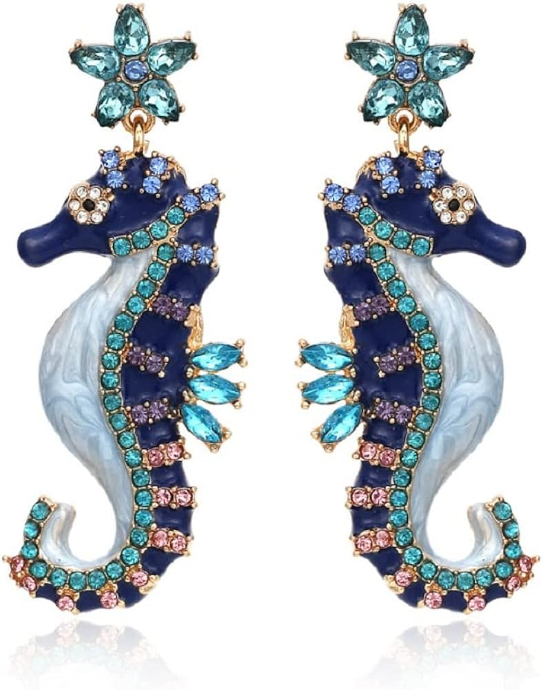 Seahorse Earrings for Women, Ocean Seahorse Earrings for Girls, Starfish Dangle Earrings Hypoalle... | Amazon (US)