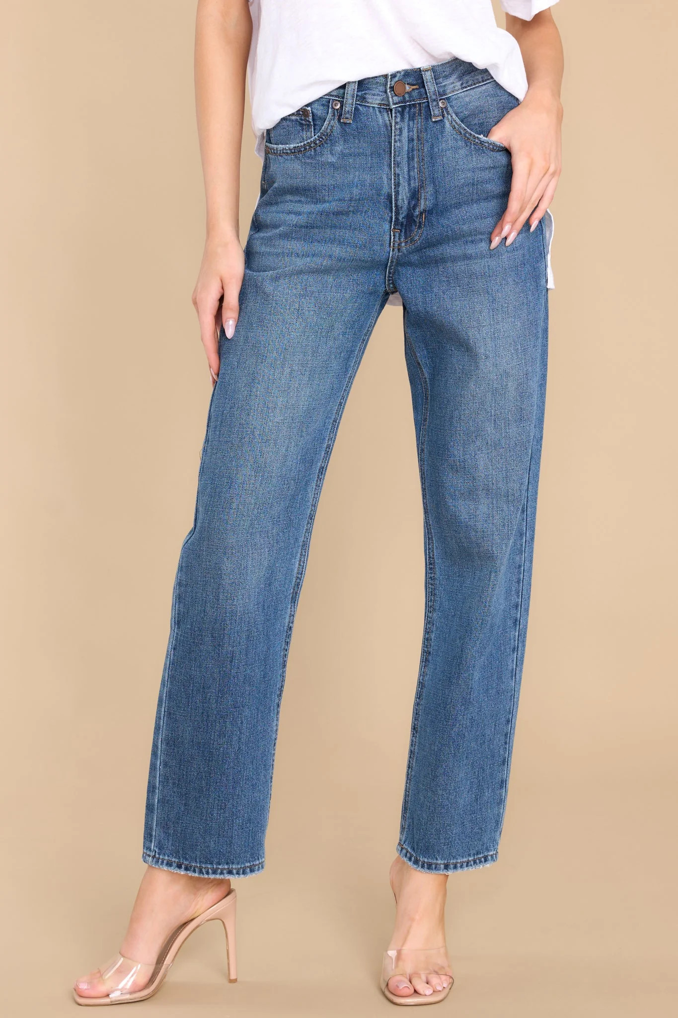 Time To Evolve Medium Wash Mom Jeans | Red Dress 