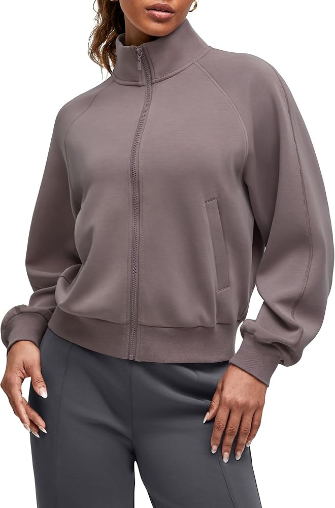 G4Free Smoofit Modal Soft Women's Zip Up Jackets Loose Fit Mock Neck Casual Tops with Pockets | Amazon (US)