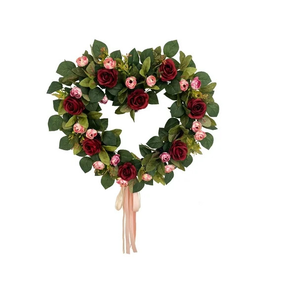 Rose Valentine's Day Heart Wreath, Multicolor, 22", by My Texas House | Walmart (US)