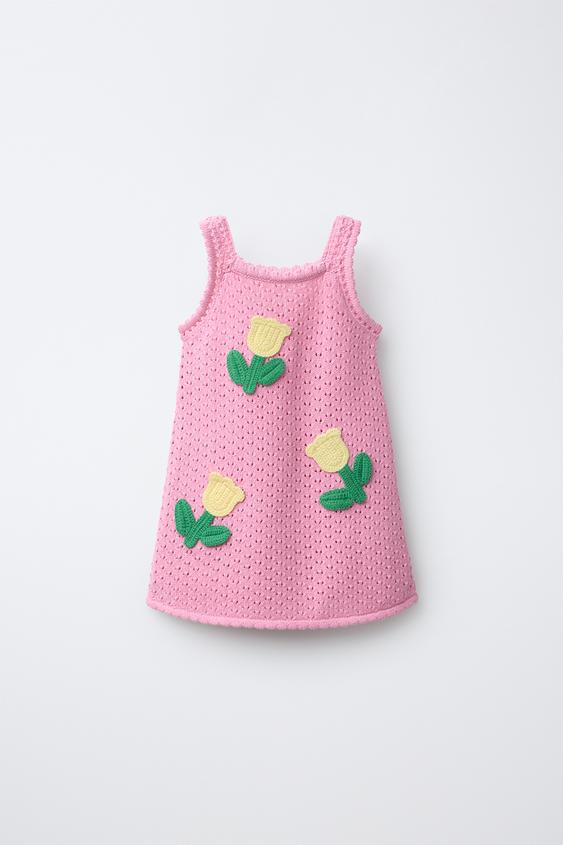 CROCHET TULIP KNIT DRESS | Zara US