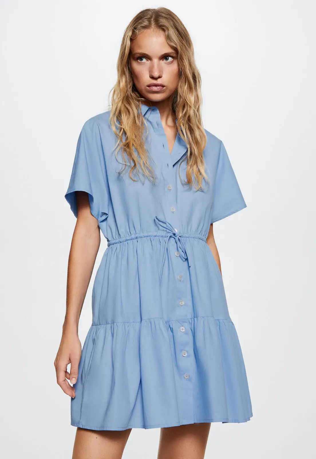 Vestido Mango Curto Botões Azul | Dafiti (BR)