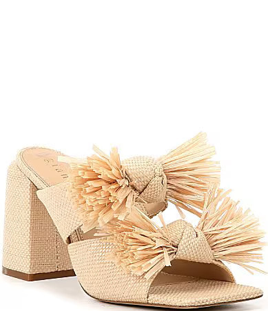 Gianni Bini Maguire Raffia Knotted Fringe Slide Sandals - 11 | Dillard's