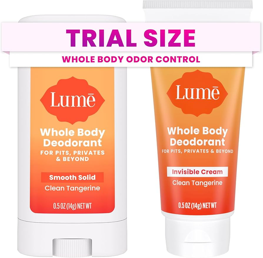 Lume Whole Body Deodorant - Invisible Cream + Solid Stick Mini Bundle - 72 Hour Odor Control - Al... | Amazon (US)