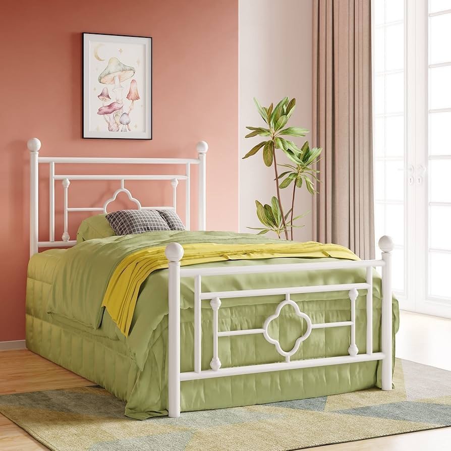 HOOMIC 14 Inch Twin Size Metal Platform Bed Frame with Vintage Headboard and Footboard/Mattress F... | Amazon (US)