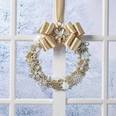 Winter Blossom Floral Broach Wreath | Frontgate