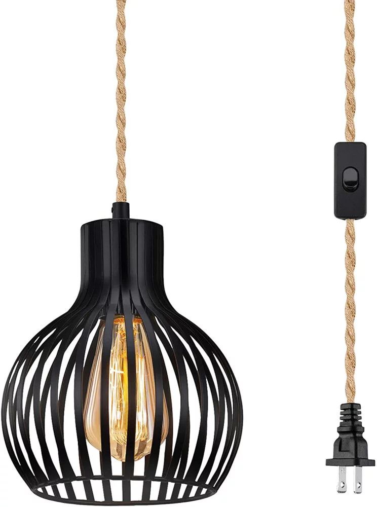 Farmhouse Plug in Pendant Light 13 ft Hanging Lamp Kit with On/Off Switch Metal Cage Lampshade Li... | Walmart (US)