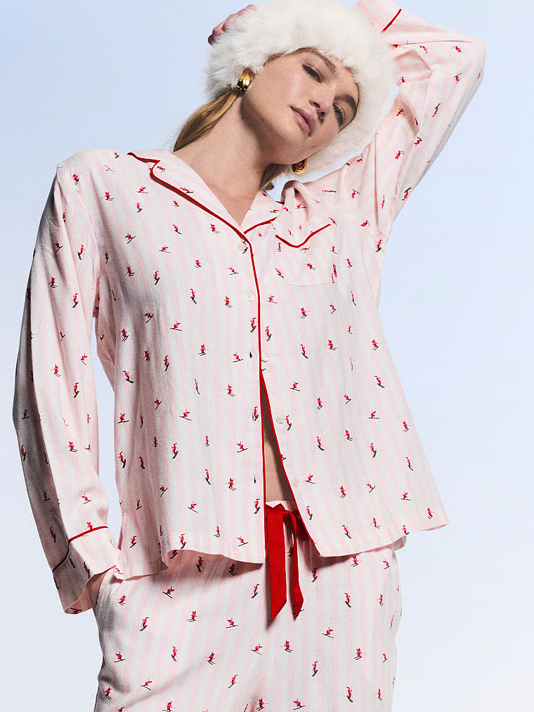 Buy Flannel Long Pajama Set, Black/Vs White/Red Yd Plaid - Order Pajamas Sets online - Victoria's... | Victoria's Secret (US / CA )