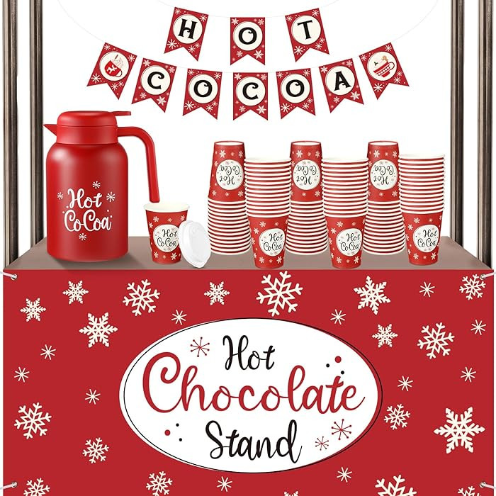 Maxdot 103 Pcs Hot Chocolate Bar Supplies Include 68 oz Christmas Red Stainless Steel Pot Hot Coc... | Amazon (US)