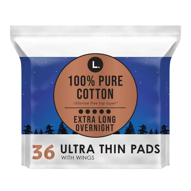 L. Organic Cotton Topsheet Ultra Thin Overnight Absorbency Pads | Target