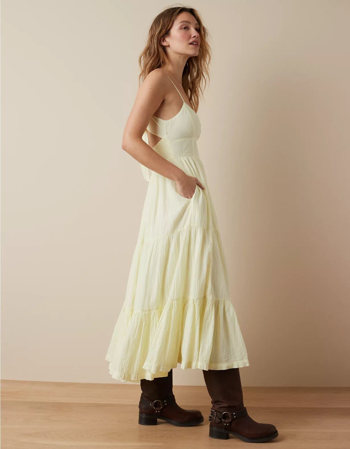 AE Tie Back Midi Dress | American Eagle Outfitters (US & CA)